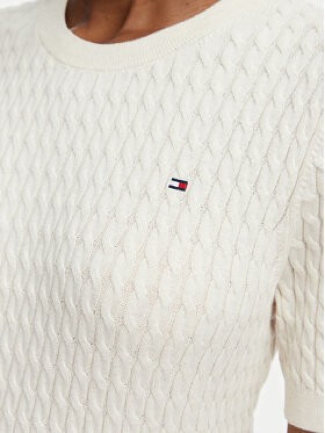 Tommy Hilfiger Sweter Cable Fine WW0WW41787 Kremowy Regular Fit