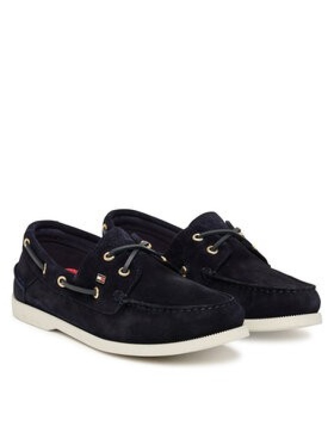 Tommy Hilfiger Mokasyny Hilfiger Suede Boat Shoe FW0FW09338 Granatowy
