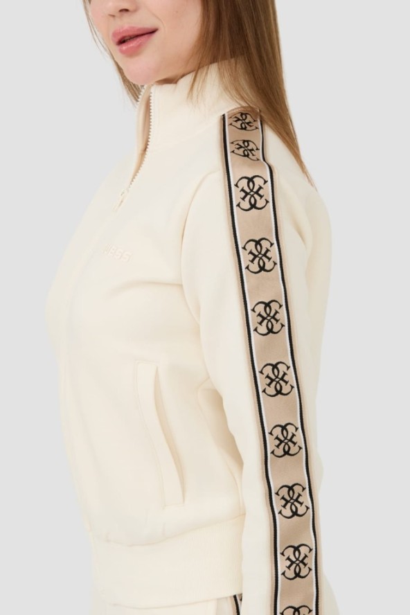 GUESS Beżowa damska bluza Britney Full Zip, Rozmiar XL
