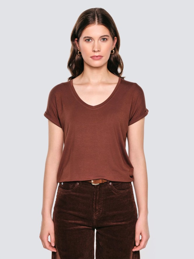 Koszulka damska o luźnym kroju brązowa Valeria 804