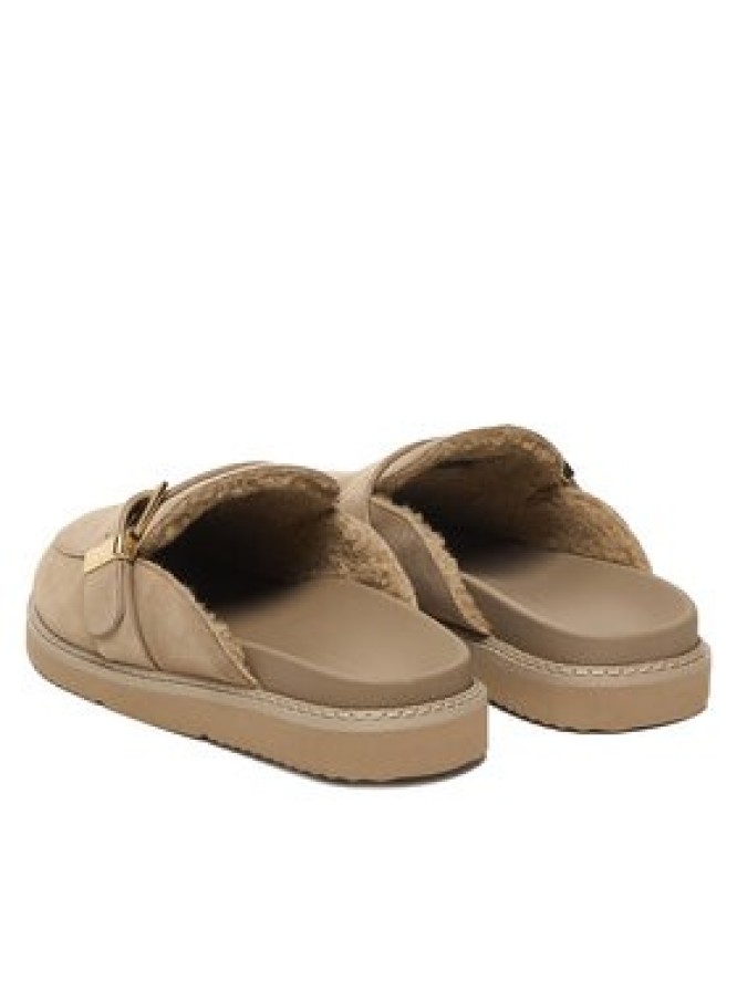 Tommy Hilfiger Klapki Th Buckle Fur Suede Mule FW0FW09083 Beżowy