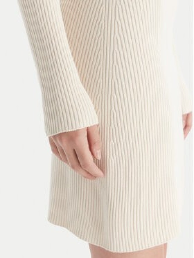 Kontatto Sukienka dzianinowa 3M0827C Écru Slim Fit