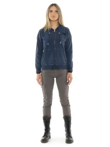 Damskie bluzy z kapturem i zamkiem błyskawicznym w kolorze indygo denim