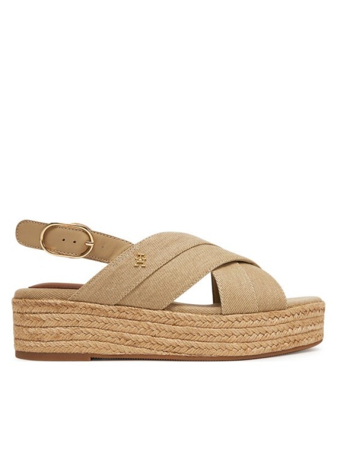 Tommy Hilfiger Espadryle Denim Espadrille Platform Sandal FW0FW08669 Beżowy