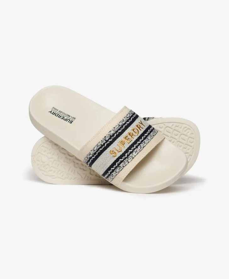 superdry Vegan Webbing Pool Sliders z paskiem z webbingu – NATURAL
