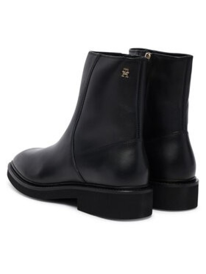 Tommy Hilfiger Botki Th Square Toe Leather Bootie FW0FW09046 Czarny