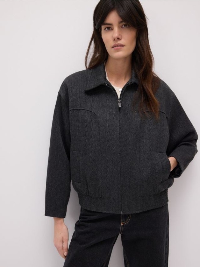 Kurtka bomberka z domieszką wełny - ciemnoszary