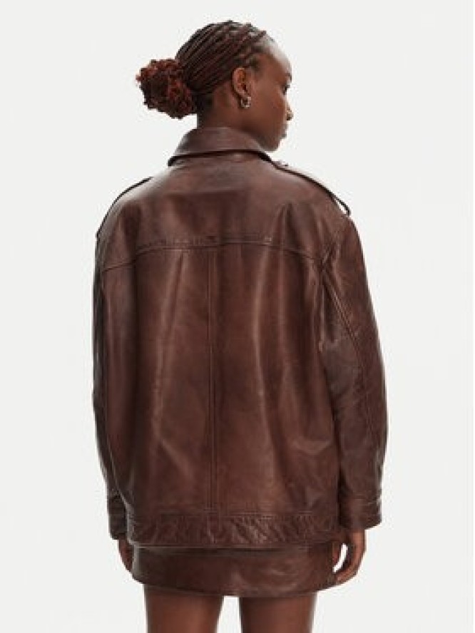 PINKO Kurtka skórzana Fever 105012 A2I1 Brązowy Regular Fit