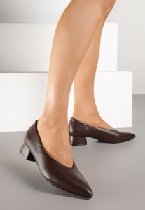 Brązowe Czółenka na Słupku Vices ze Skórzaną Wkładką Alinire