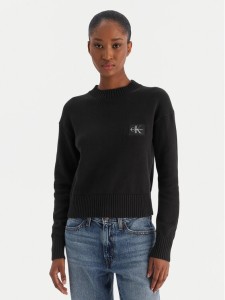 Calvin Klein Jeans Sweter Ck Embro Badge LV047D351G Czarny Regular Fit