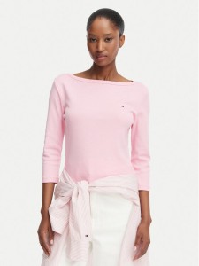 Tommy Hilfiger Bluzka Cody Boat-Nk WW0WW49928 Różowy jasny Regular Fit