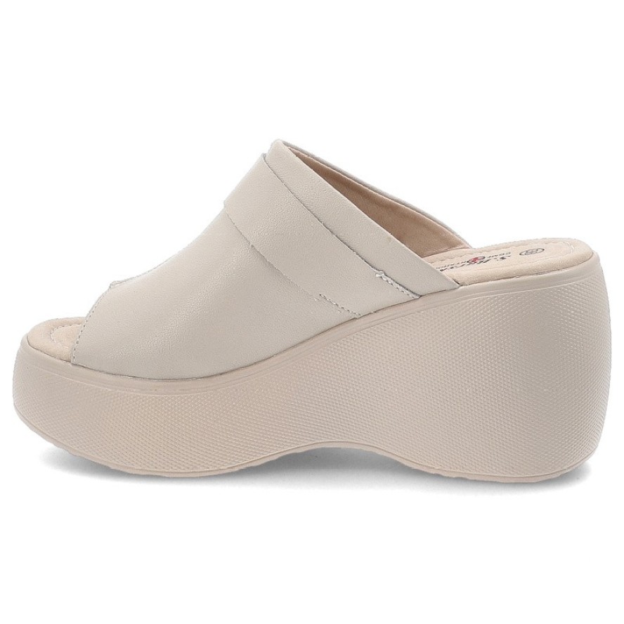 Beżowe Klapki S.Barski Eleganckie Obuwie Damskie