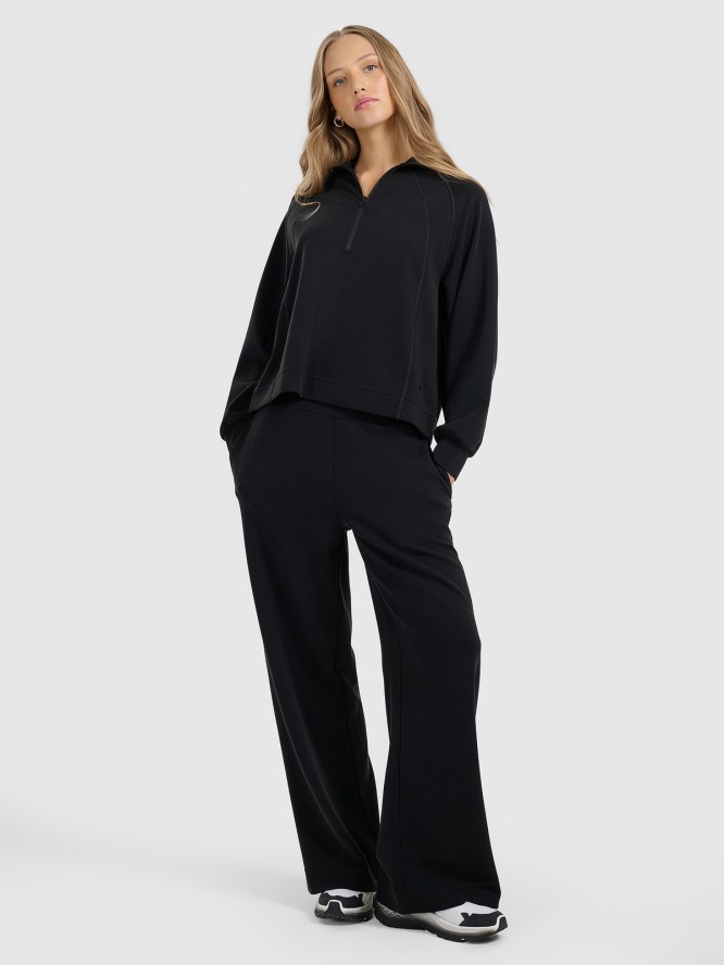 4F Bluza dresowa nierozpinana z modalem damska - czarna XS