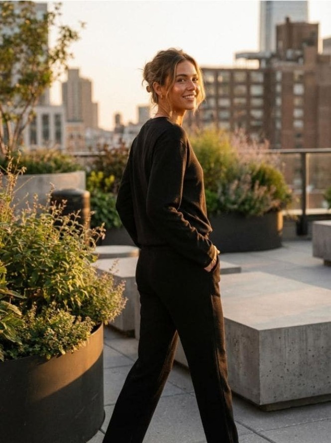 Spodnie dresowe z prostą nogawką - czarny