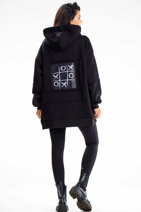 Bluza damska oversize z kapturem bawełna premium czarna