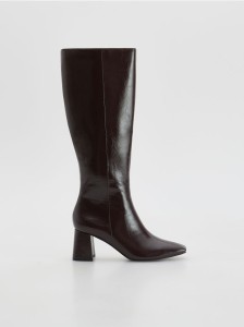 Kozaki na obcasie - ciemnobrązowy