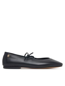 Tommy Hilfiger Baleriny Lace-Up Leather Ballerina FW0FW09542 Czarny