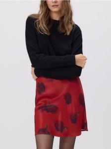Spódnica w kwiatowy wzór - czerwony