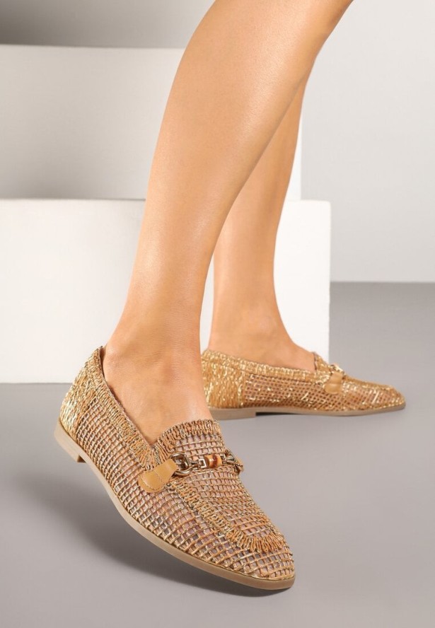 Brązowe Mokasyny Loafersy z Ażurową Cholewką Kolarila