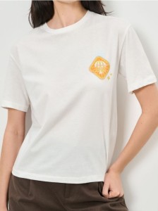 Bawełniana koszulka z nadrukiem wakacyjnym - kremowy