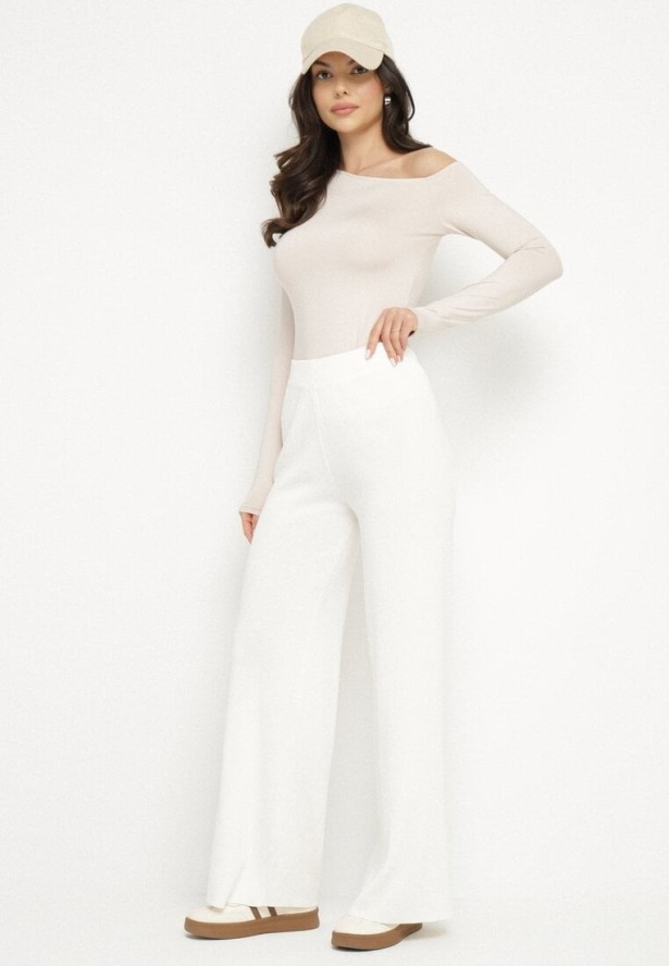 Białe Spodnie z Wiskozą o Szerokim Kroju Erariela