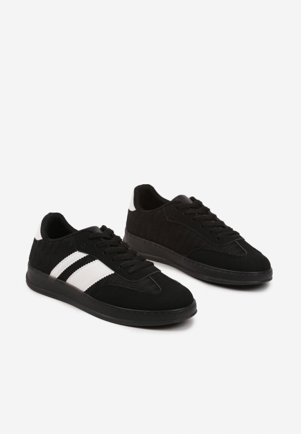 Czarne Sneakersy Typu Kultowe Tenisówki na Półtransparentnej Podeszwie Ulinera