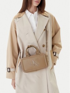 Calvin Klein Torebka Bold Ck Elongated Mini Tote LV04F3411G Beżowy
