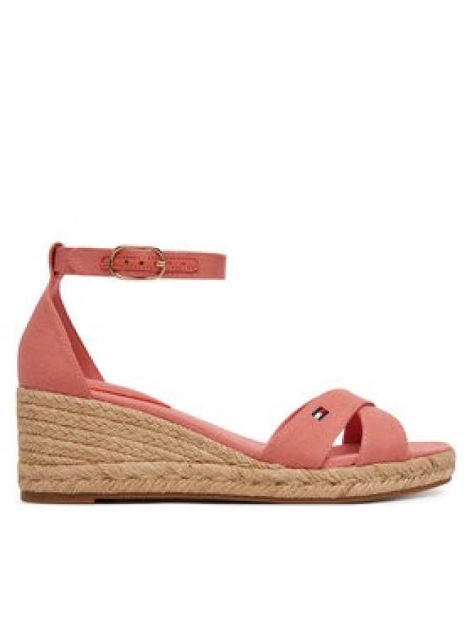 Tommy Hilfiger Espadryle Hemp Crossover Strap Wedge Espadrilles FW0FW09332 Różowy