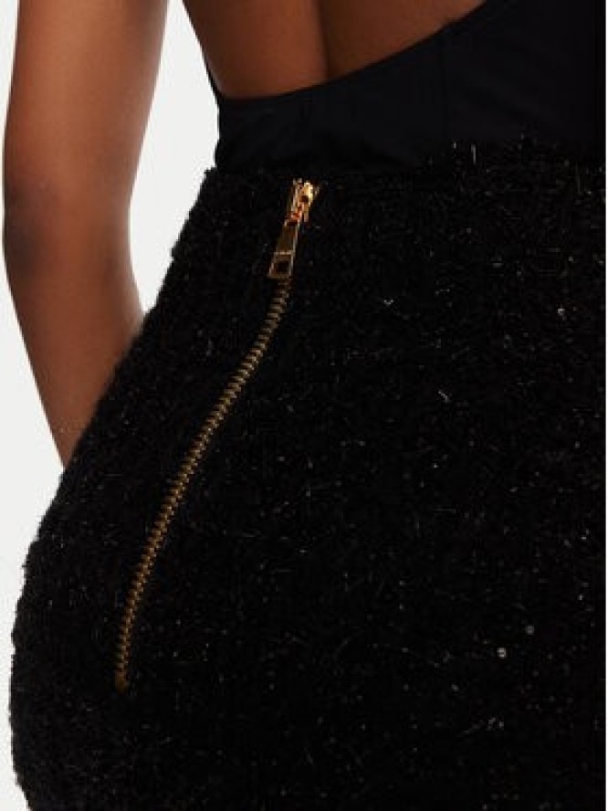 Balmain Spódnica mini DF1LB015KG43 Czarny Slim Fit