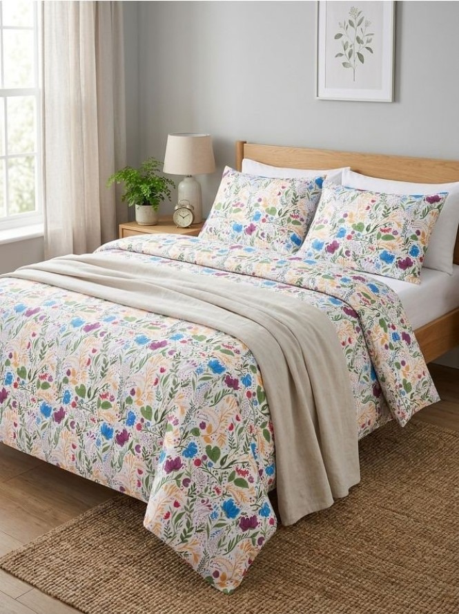 Komplet pościeli w kwiaty - wielobarwny
