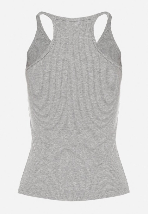 Szary Top z Prążkowanego Materiału Turine