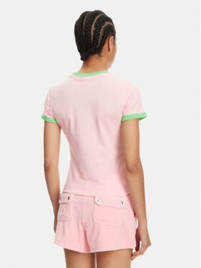 Juicy Couture T-Shirt Collegiate Ringer JCWCT125320 Różowy Slim Fit