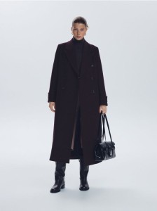 Płaszcz z wełną - burgundowy