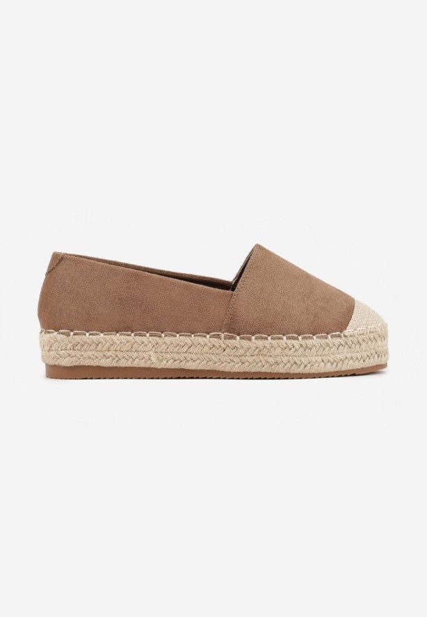 Brązowe Espadryle VICES w Klasycznym Stylu na Platformie z Plecionką Cherimare