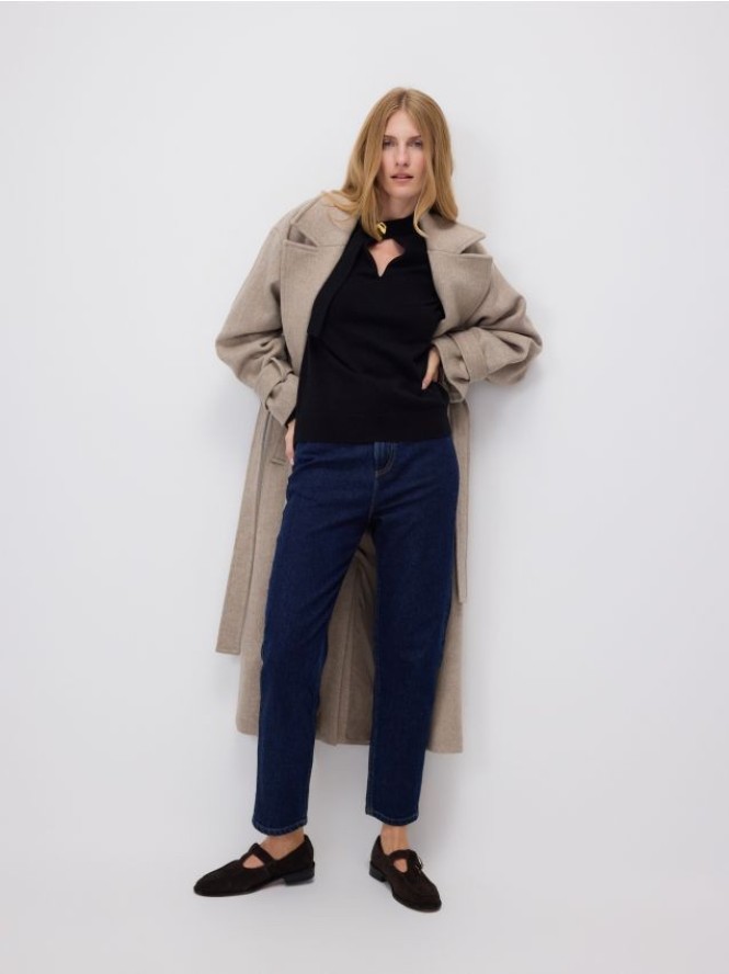 Jeansy mom fit - granatowy