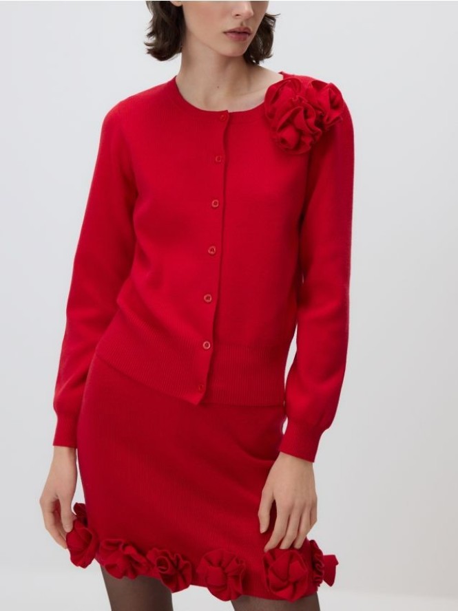 Kardigan z aplikacją - czerwony