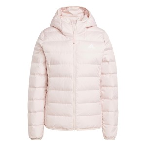 Kurtka damska adidas Essentials Light Down Hooded, puchowa, wodoodporna, różowa