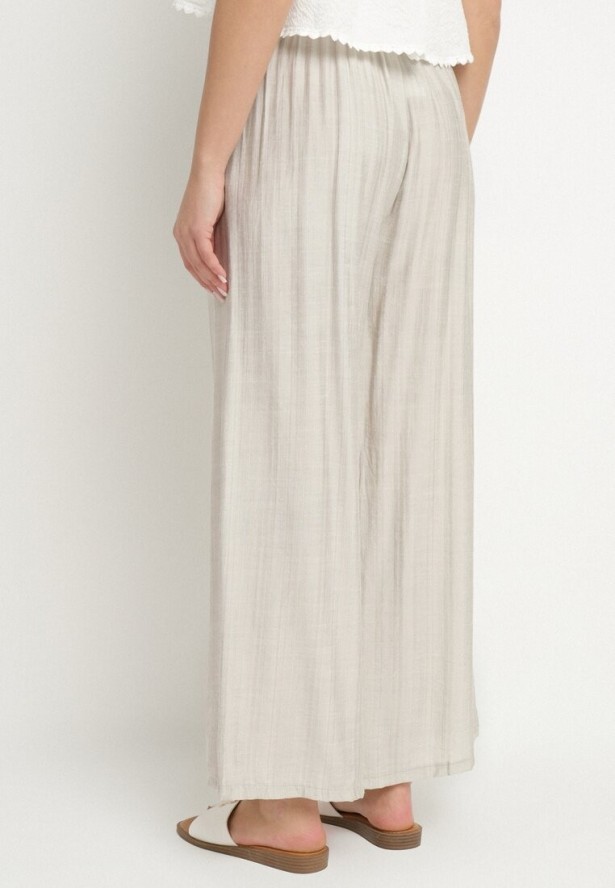 Jasnoszare Szerokie Spodnie Typu Palazzo z Wysokim Stanem Varlevi