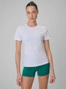4F Koszulka treningowa regular szybkoschnąca damska - biała XS