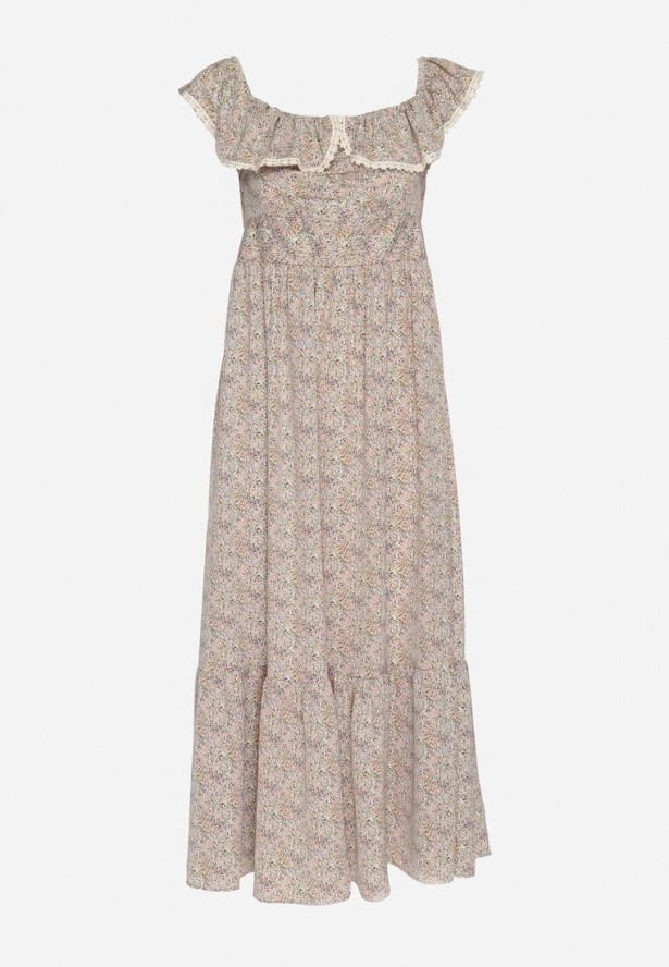 Zielona Sukienka Ozdobiona Falbankami Folirae