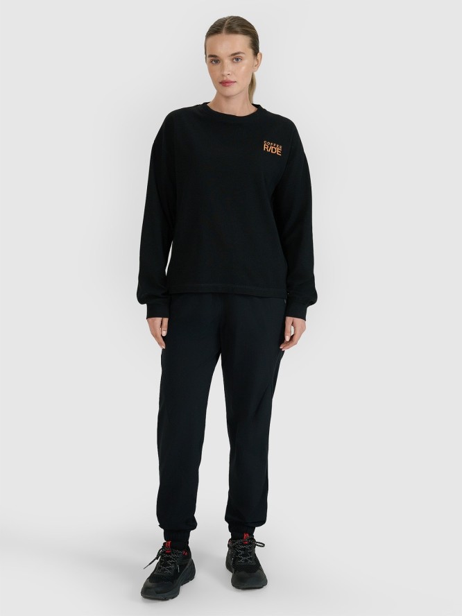 4F Longsleeve oversize z nadrukiem damski - czarny L