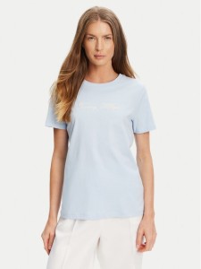 Tommy Hilfiger T-Shirt Script WW0WW45746 Błękitny Regular Fit