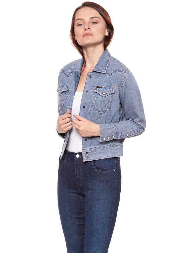 DAMSKA KURTKA JEANSOWA WRANGLER SHACKET PINK TINT W5254LWYX 112129396