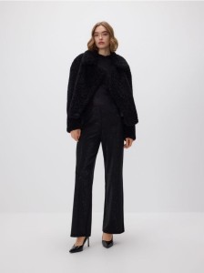 Szerokie spodnie ze strassem - czarny