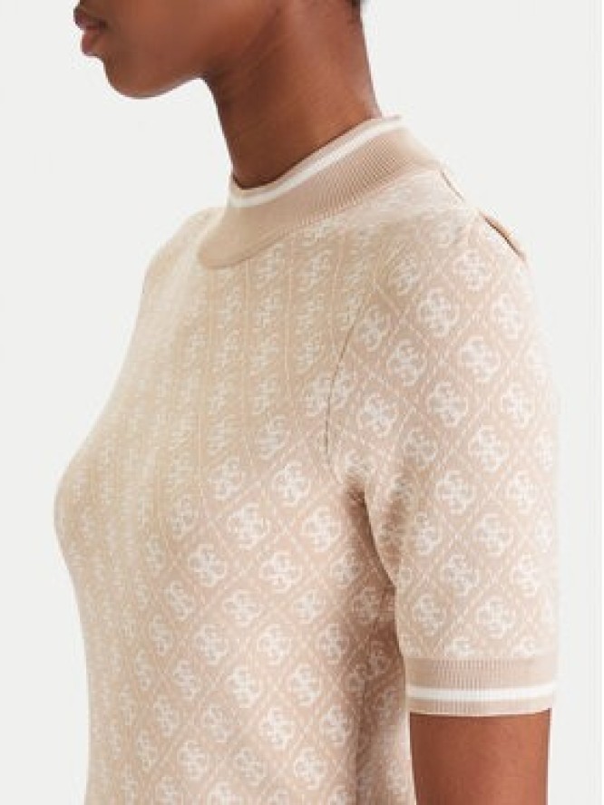 Guess Sukienka dzianinowa W3YK39 Z37K0 Beżowy Slim Fit