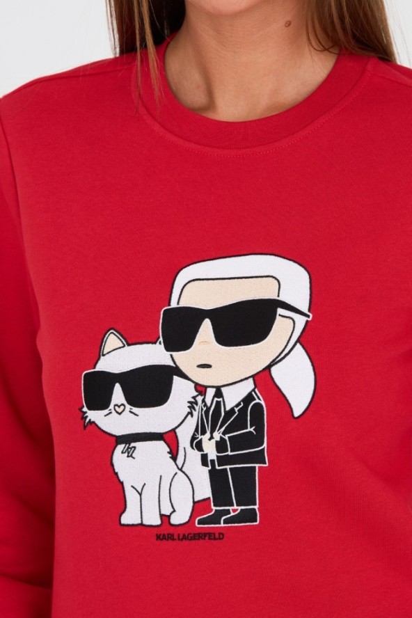 KARL LAGERFELD Czerwona damska bluza Ikonik 2.0, Rozmiar XS