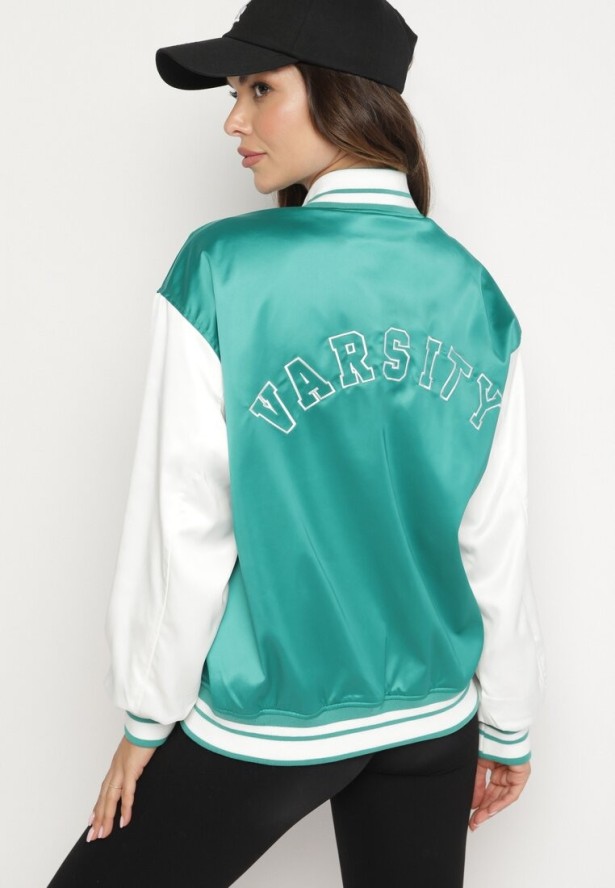 Zielona Kurtka Bomberka Zapinana na Napy Alodia