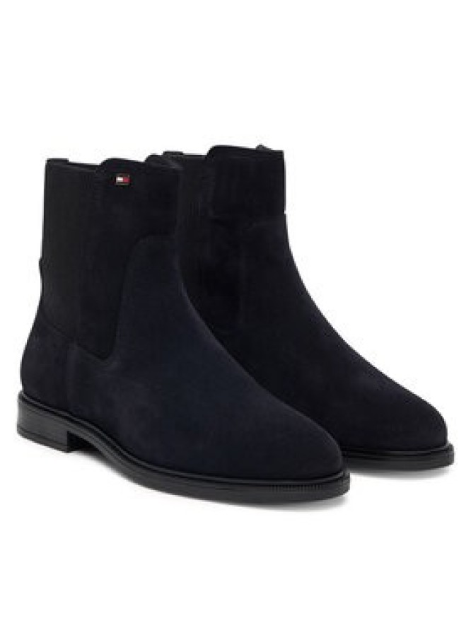 Tommy Hilfiger Sztyblety Enamel Flag Suede Ankle Chelsea FW0FW09575 Granatowy