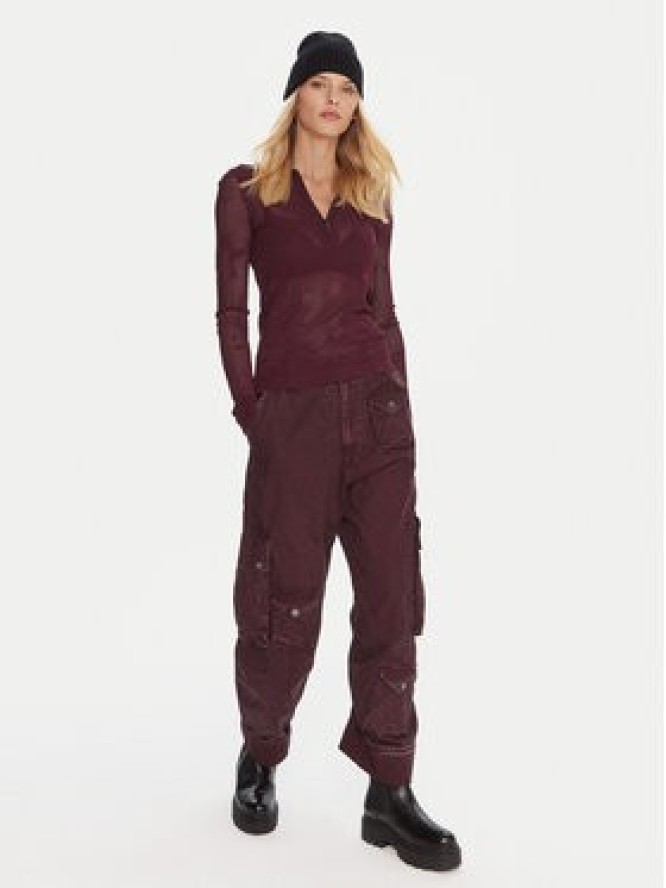 G-Star Raw Bluzka Pointelle D26657-B754 Bordowy Slim Fit