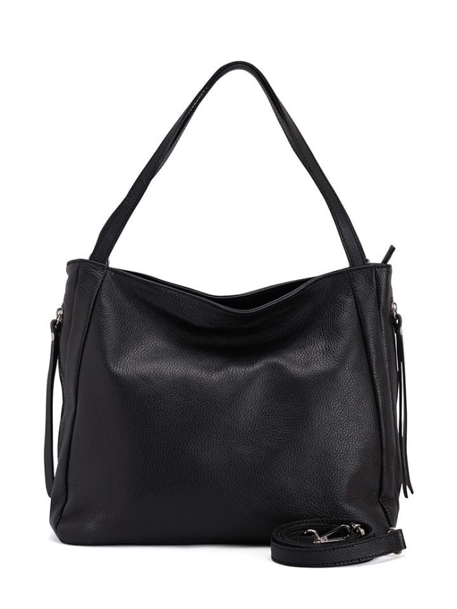 Lucca Baldi Skórzana torebka "Fiesole" w kolorze czarnym - 34 x 29 x 15 cm rozmiar: onesize